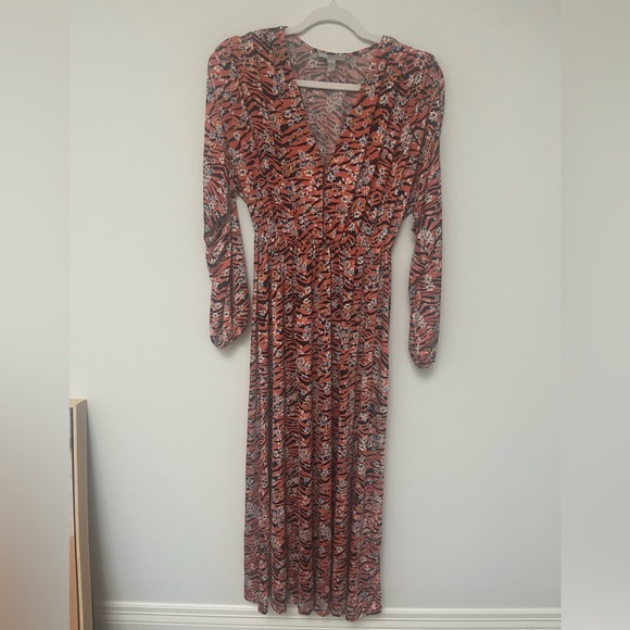 ASOS long sleeve maxi dress, tiger and floral print, size 4 - Picture 2 of 6